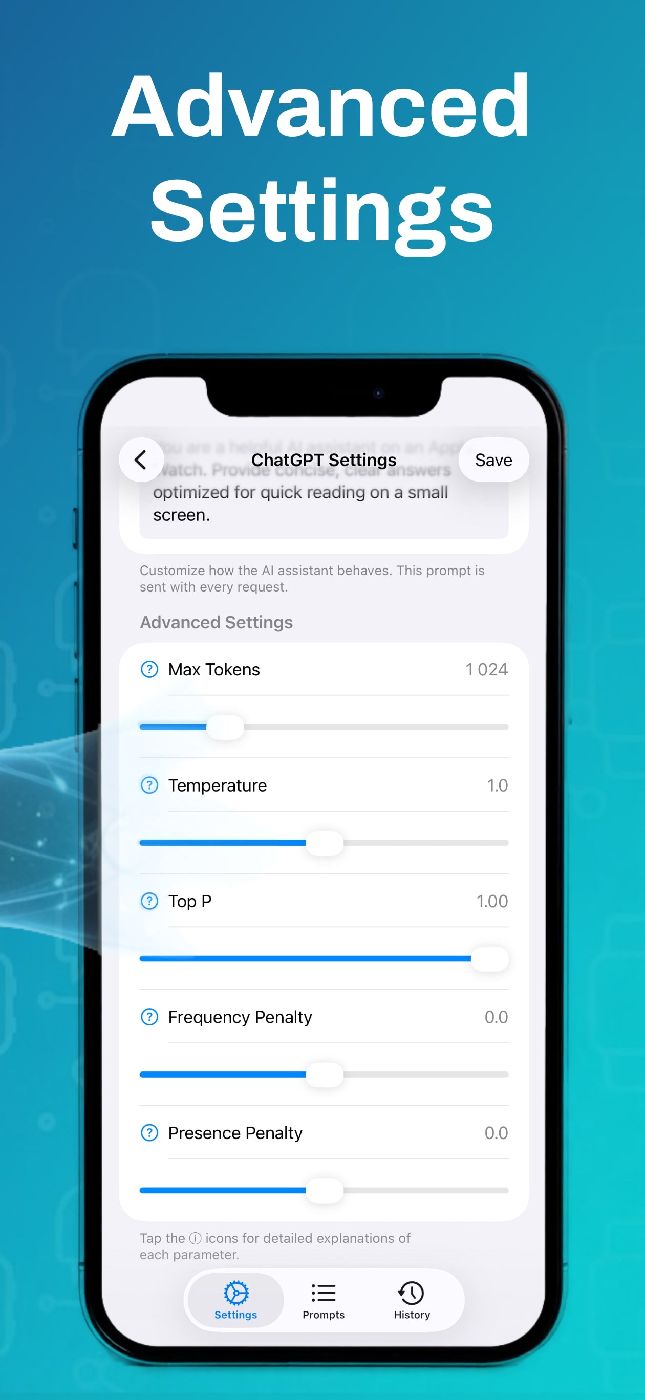 Advanced Settings - Customize AI parameters